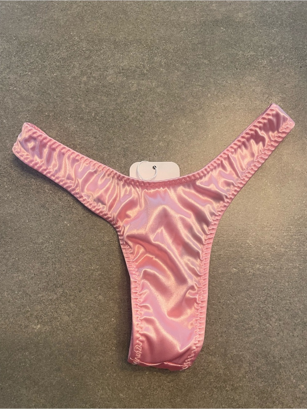 Kiki The Brand Satin Pink High Leg Thong Panty